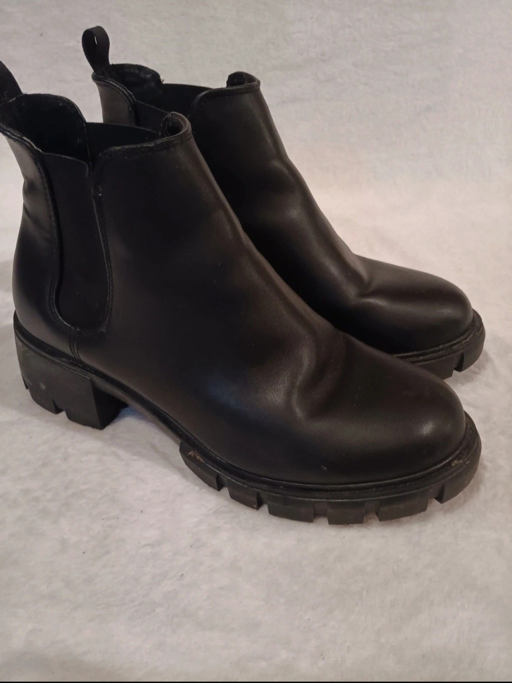 Steve Madden Black Lug-Sole Chelsea Ankle Boots